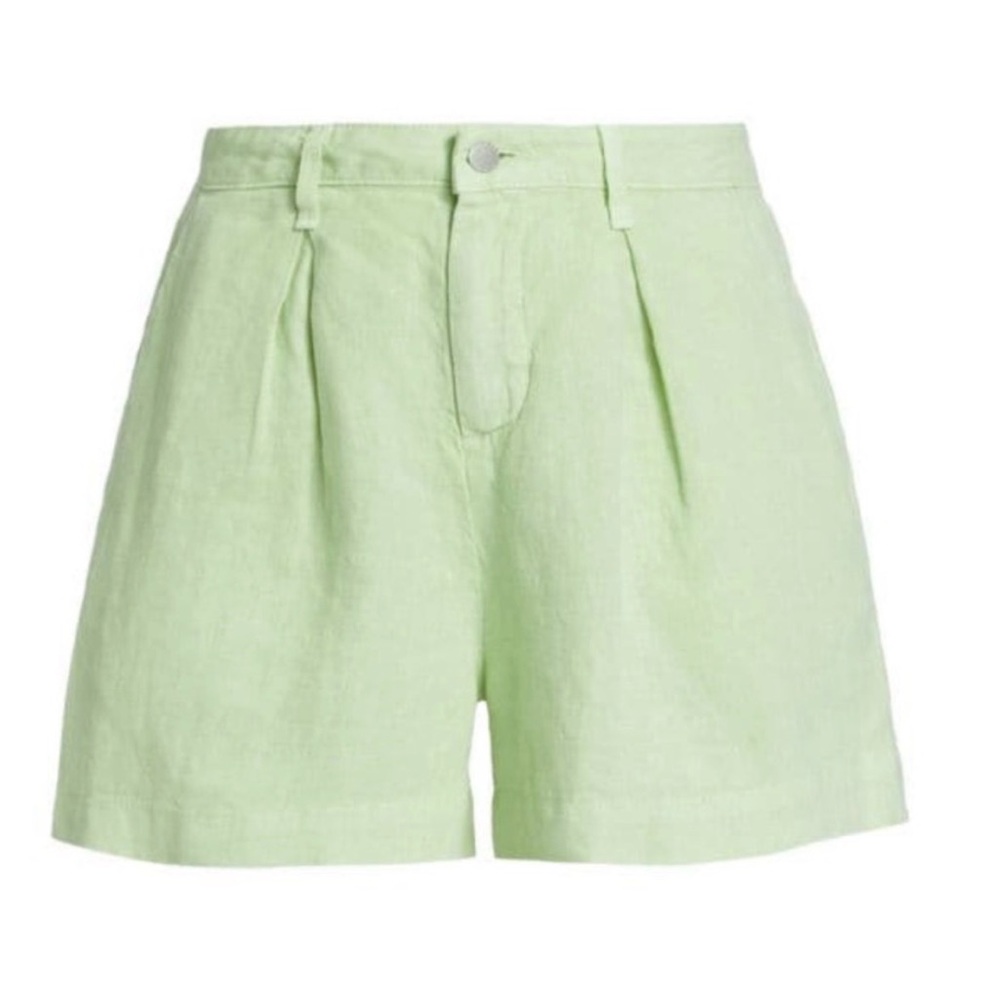 L'AGENCE Pastel Green High-Rise 100% Linen Shorts Small Hole in Back See all Pic